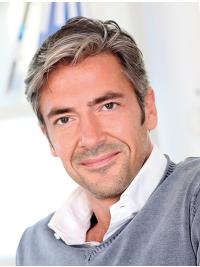 Men’s Monofilament Wig – Grey Short Straight Synthetic Hair