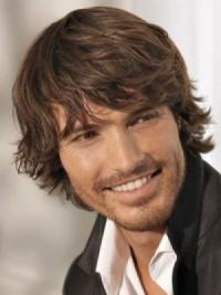 Brown Synthetic Men’s Wig – Chin-Length, Capless, Wavy Long Hair