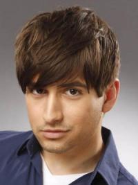 Men’s High-Quality Capless Remy Human Hair Wig – Short Straight with Bangs