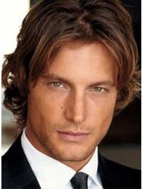 Lace Front Wavy Brown Wig for Men – Short Remy Human Hair