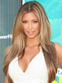 Long 24" Monofilament Human Hair Wig Without Bangs