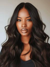 African American Hair Wigs – 24" Brown Layered Wig for a Natural, Elegant Look