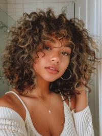 Shoulder-Length Synthetic Curly Wig – Ombre/2-Tone Style for African American Hair