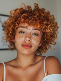 African American 10” Copper Wig – Monofilament, Stylish Bangs