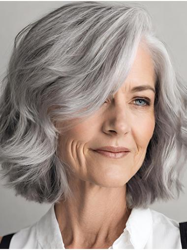 Chin-Length Wavy Bob Grey Mono Wig