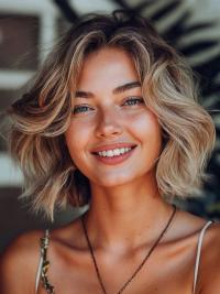 Human Hair Blonde Bob Wig - 12" for African American Women