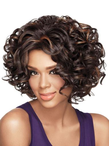 New Black Curly Chin-Length Wig – Without Bangs, Perfect for Black Women