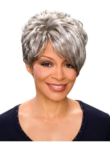Modern Short Capless Grey Wig – Perfect for African American Women