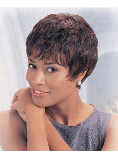 Capless Short Auburn Boycut Wig – Human Hair, Stylish Look for Black Women