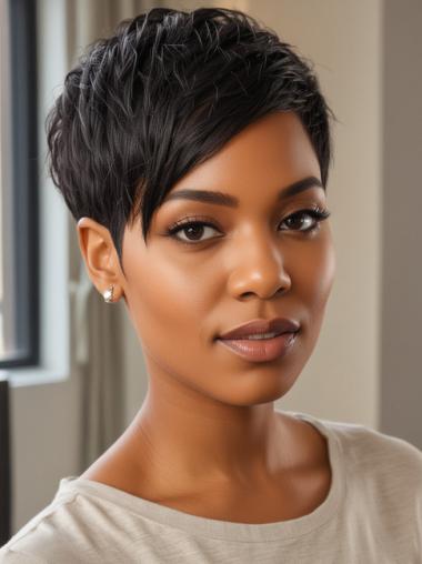 Human Hair Boycut Wig for African American Women – 4" Style