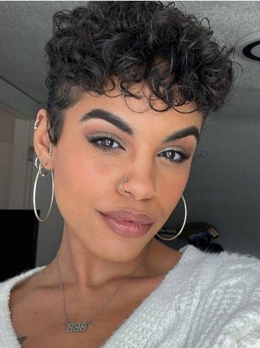 African American Synthetic Curly Cropped Black Wig for Women