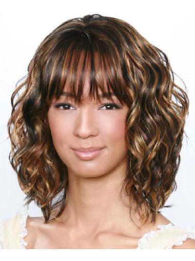 Brown Layered Shoulder-Length Curly Wig for African American Women