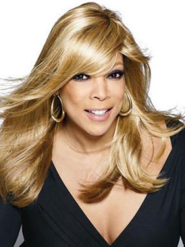 Real Hair 18" Long Blonde Wigs with Bangs – Remy Human Hair