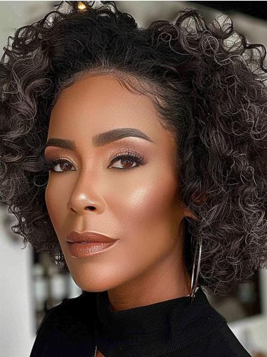 Human Hair Lace Front Chin-Length Curly Wig – Perfect for African American Women