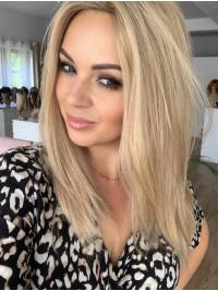 Remy Human Hair Wig – 16-Inch Long, Monofilament, Without Bangs, Elegant Look