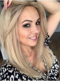 Remy Human Hair Wig – 16-Inch Long, Monofilament, Without Bangs, Elegant Look