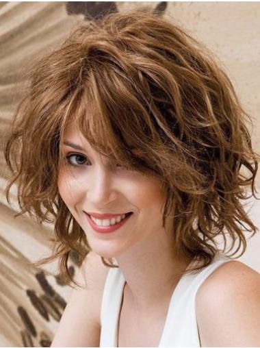 Human Hair 12" Wavy Auburn Wig – Hand-Knotted, Soft & Natural Style