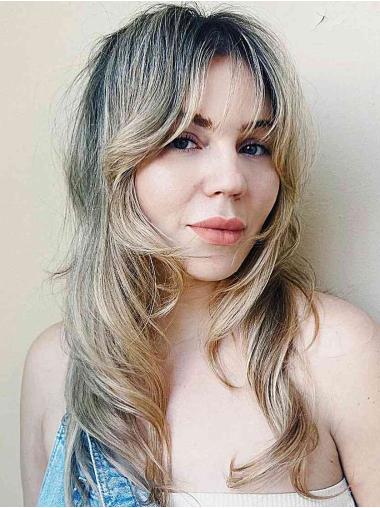 Long 16" Ombre/2 Tone Wavy Lace Front Wig – Layered Human Hair, Gorgeous Look