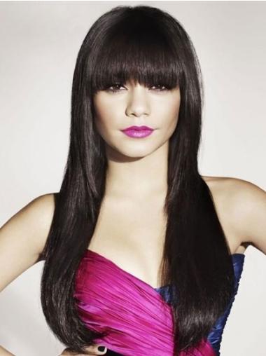 Capless Sleek Straight Black Wig – Long Human Hair, Special Sale