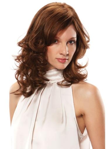 14-Inch Wavy Brown Shoulder-Length Wig with Bangs – Sleek Human Hair, Stylish Design