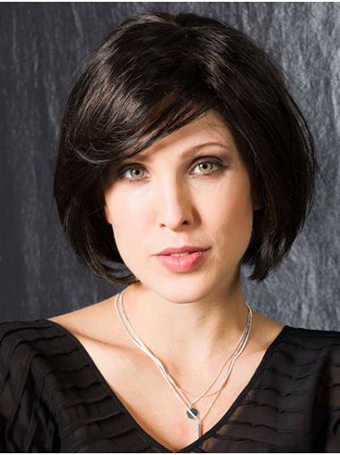 Black Straight Bob Wig – Chin-Length 100% Human Hair, Natural Look