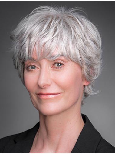 Short 8 Inch Remy Human Hair Wigs – Layered Wig for Older Ladies