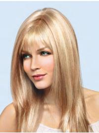 16" Blonde Human Hair Wigs – Popular Style with Bangs