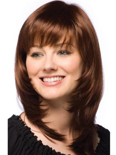 12" Auburn Straight Human Hair Long Wigs – High Quality & Natural Look