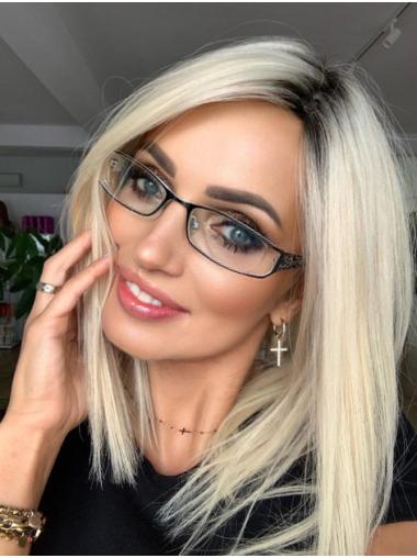 Blonde Human Hair Wigs – 14” Straight Style Soft & Realistic Long Wig