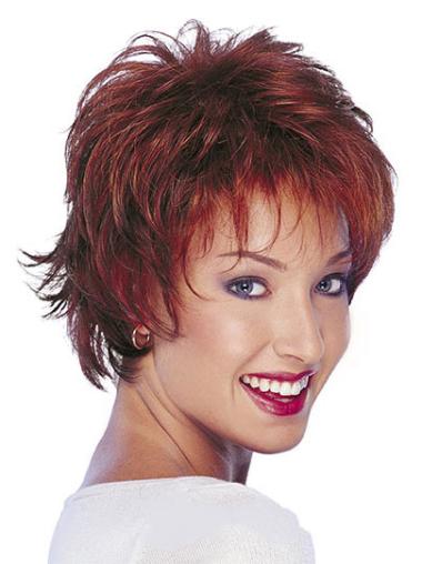Red Short Boycut Wavy Human Hair Wigs – Natural Look for Women