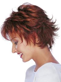 Red Short Boycut Wavy Human Hair Wigs – Natural Look for Women