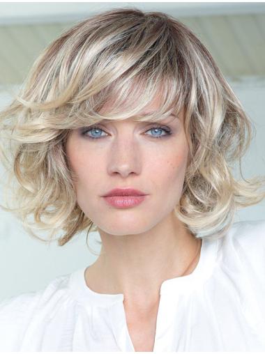 Blonde Designed Real Human Hair Wigs for Natural Look With Bangs