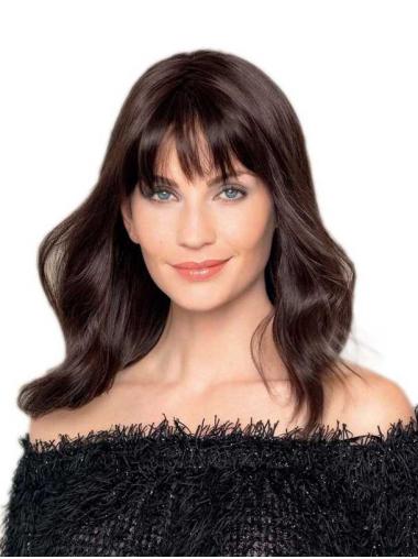 16" Wavy Brown Real Hair Wigs – Best Hand-Tied Human Hair Long