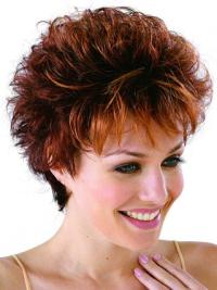 Short Auburn Curly Wigs – 4" Boycut 100% Remy Human Hair