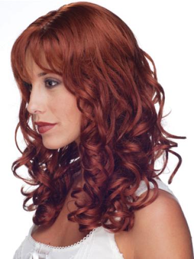 Hand-Tied Red Curly Long Wigs – 16” Soft & Real Human Hair Wig