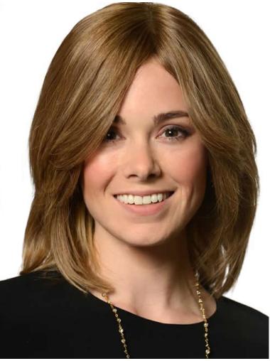 Shoulder-Length Blonde Wigs – 13” Capless Natural Human Hair Look