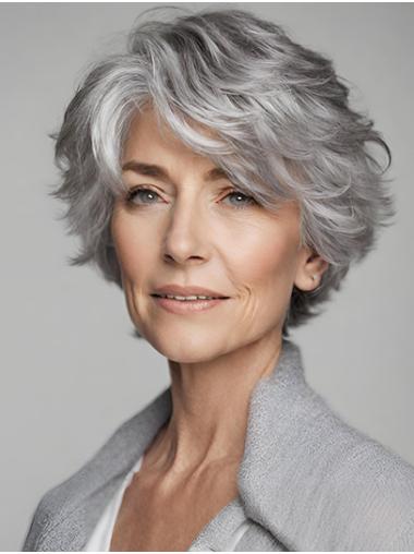 Grey Wavy Bob Cut Wig – Short Mono Wig for Stylish Women