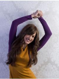 Long Brown Remy Human Hair Wigs with Bangs – No-Fuss Full Lace
