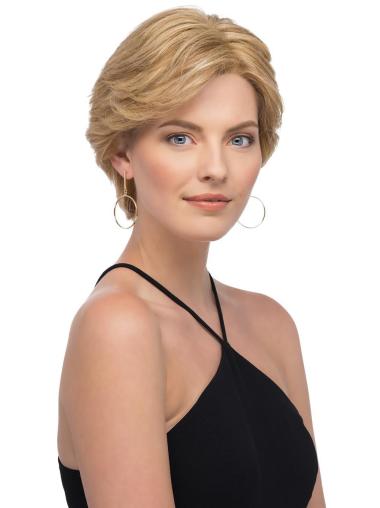 Blonde 6" Straight Short Wigs – 100% Hand-Tied Human Hair, Layered Style