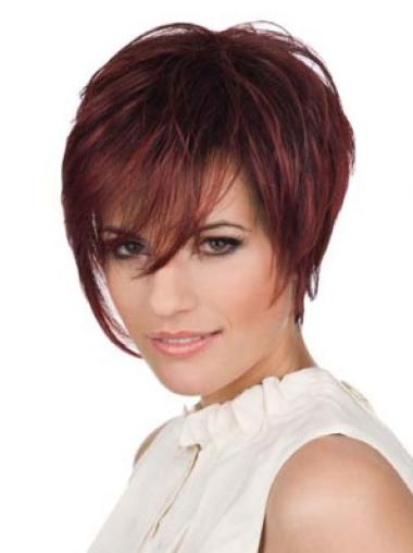 Buy Short Boycut Red Human Hair Wigs – Straight Style Perfect Fit