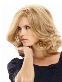 Layered Blonde Curly Wigs – Shoulder Length Premium Human Hair