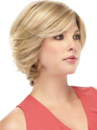 Wavy Blonde Human Wigs – Short with Bangs Soft & Flexible Design