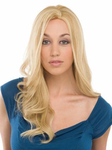 Long Blonde Human Hair Wigs – Capless, Wavy, Modern Style