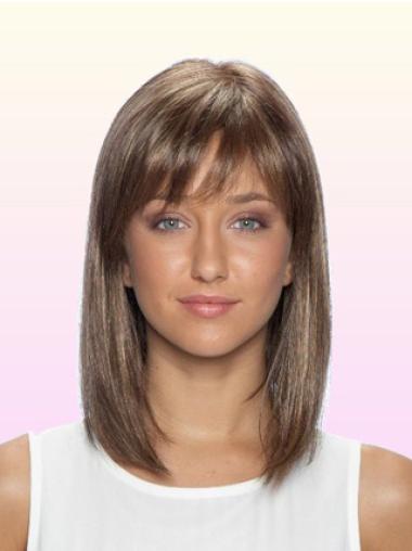 Long Brown Wigs with Bangs – Indian Remy Human Hair Wigs