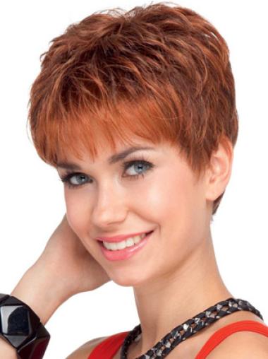 Wavy Boycut Lace Front Wigs – 100% Red Human Hair with 4Inch