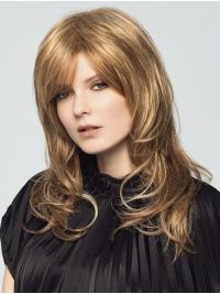 Blonde Wavy 20" Human Hair Wig with Bangs – Long For Women's