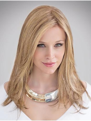 100% Hand-Tied Long Blonde Wig – 14" Real Human Hair No Bangs
