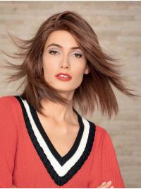 Beautiful Brown Straight Bob Wig – 14" Human Hair Style