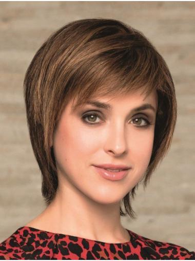 Brown Straight Remy Human Hair Wig with Bangs – Lace Front