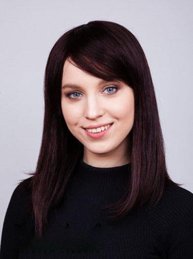 14" Remy Human Hair Straight Wig with Bangs – Lace Front for Women